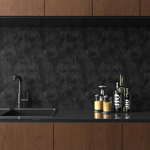 Miniatura 5 de Decotalk Papel tapiz negro con textura de 17.7 x 200 pulgadas, para decoración de dormitorio, papel adhesivo negro para armarios y cajones, papel