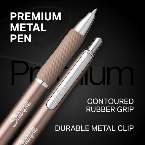 Miniatura 5 de Sharpie S-Gel, bolígrafos de gel, barril de metal elegante, champán, punta media (1/32 pulgadas), tinta negra, 12