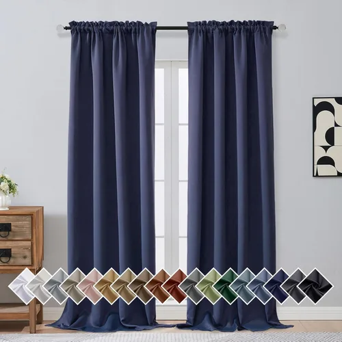 Miniatura 261 de OVZME Cortinas opacas turquesa para tratamiento de ventanas pequeñas, cortinas cortas con bloqueo de luz para ventana de cocina sobre el fregadero