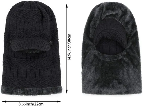 Miniatura 3 de Gorro tejido de invierno estilo pasamontañas, cálida máscara para ciclismo o esquí, talla universal