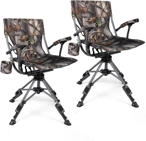 Miniatura 6 de REDCAMP Silla giratoria de caza de 360 grados para persianas, asientos de caza plegables con reposabrazos para acampar mochileros pesca