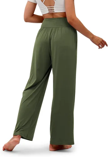 Miniatura 2 de DLOODA Pantalones de pierna ancha para mujer, pantalones de yoga sueltos, cómodos, pijama, casual, holgados, palazzo, con bolsillos