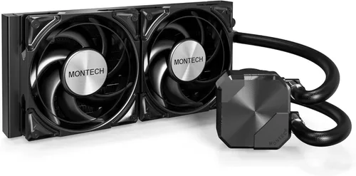 Miniatura 41 de MONTECH HyperFlow Digital 240 - Enfriador líquido de CPU, AIO de 9.449 in con bomba de 3100 RPM, 2 ventiladores E28 ARGB de 4.724 in, pantalla