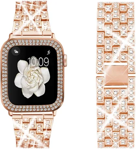 Miniatura 13 de Bekomo Compatible for Apple Watch Ultra Band 49mm 46mm 45mm 41mm 38mm 40mm 42mm 44mm with 2 Pack Bling Crystal Diamonds Case Cover, iwatch SE Series