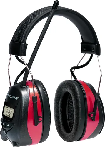 Miniatura 10 de Cascos protectores de oídos PROTEAR con radio AM/FM, auriculares con reducción de ruido de 25dB, orejeras de seguridad con pantalla digital