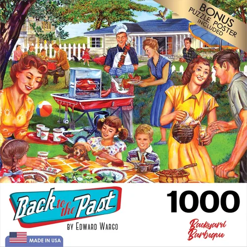 Miniatura 3 de RoseArt - Back to the Past - Backyard BBQ - Rompecabezas de 1000 piezas para adultos