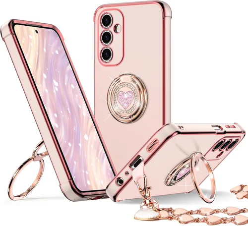 Miniatura 28 de XYZ Funda para Galaxy A14 5G con soporte y doble anillo, funda de lujo para Samsung A14 5G, color negro