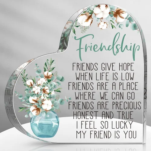 Spiareal Regalo para Amiga Amistad Mujeres Amiga Amistad Cumpleaños Regalo de Ánimo Corazón de Acrílico Mariposa Recuerdo Pisapapeles para Casa