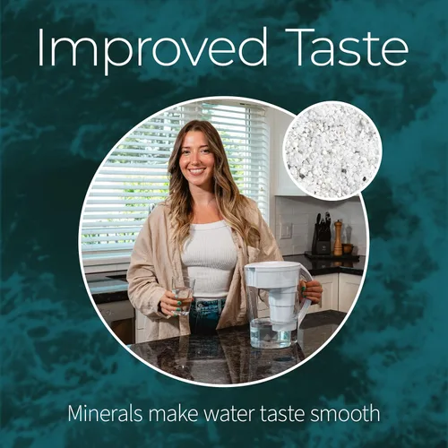 Miniatura 6 de Santevia MINA - Jarra alcalina de filtro de agua y filtro de repuesto de paquete de 3 unidades, filtro de cloro y plomo, jarra purificadora de agua