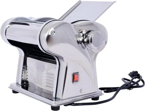 Miniatura 5 de Máquina eléctrica de pasta, máquina de rodillos de acero inoxidable, 2 cuchillas para fideos redondos delgados de 0.059 in y planos de 0.157 in