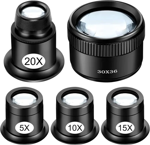 Miniatura 7 de 4 lupas de relojero, 5 x 10 x 15 x 20 X, lupa de monóculo, lupa de bucle para joyeros, lazo de lupa, lupa de joyería monocular para reparación de 4
