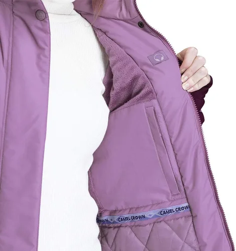 Miniatura 4 de CAMEL CROWN - Chamarra de esquí para mujer, impermeable, con capucha desmontable, rompevientos, forro polar, parka para lluvia