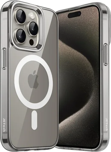 Miniatura 20 de JETech Funda magnética para iPhone 15 de 6.1 pulgadas, compatible con MagSafe, carga inalámbrica, a prueba de golpes, con parte trasera transparente