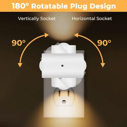 Miniatura 3 de Luces nocturnas LED enchufables a la pared, paquete de 4 regulables con sensor de atardecer a amanecer, blanco cálido de 2700 K, luz nocturna