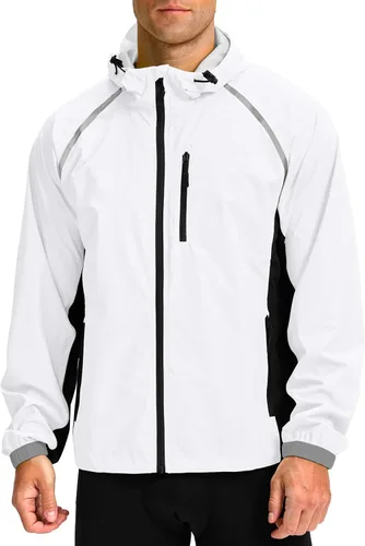 Miniatura 10 de Bikewa - Chaqueta de lluvia para hombre, impermeable, para ciclismo, con capucha, ligera, plegable, cortavientos para bicicleta, chaqueta de running