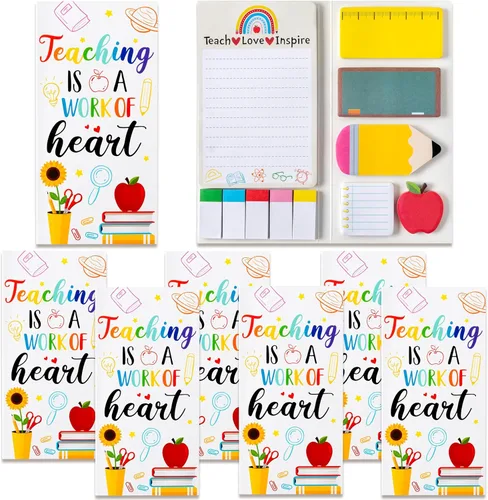 Miniatura 63 de Xqumoi Teaching is A Work of Heart - Juego de notas adhesivas de 550 hojas, lápiz en forma de manzana, blocs de notas autoadhesivas, notas