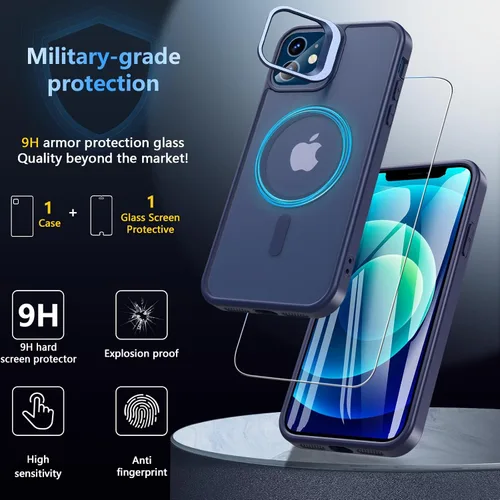 Miniatura 7 de Fin2feel Funda Magnética para iPhone 12/iPhone 12 Pro con Protector de Pantalla, Compatible con MagSafe, Funda de Teléfono con Soporte Stash