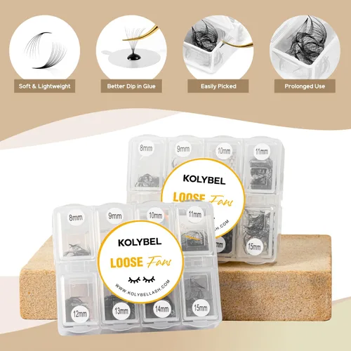 Miniatura 3 de Extensiones de Pestañas Prefabricadas en Abanico 600 Abanicos 5D Hechas a Mano Extensiones de Pestañas de Volumen 0.07mm de Grosor 8-15mm Rizo D