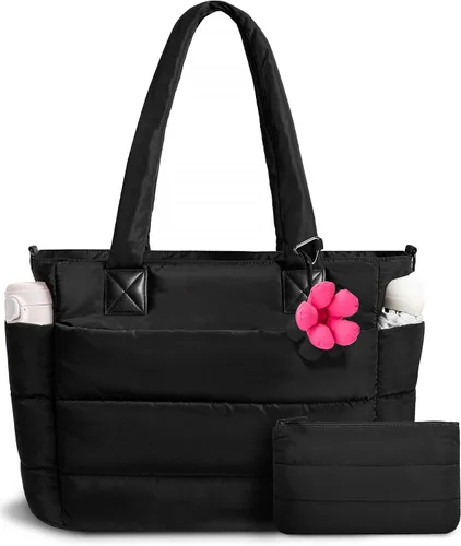 Miniatura 20 de Bolso de mano acolchado para mujer, bolso grande de enfermera, bolso de hombro con cremallera para trabajo y viajes