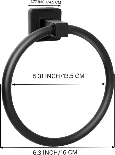 Miniatura 5 de Toallero para pared de baño, toallero negro mate, toallero de mano de acero inoxidable resistente para baño, cocina (negro)