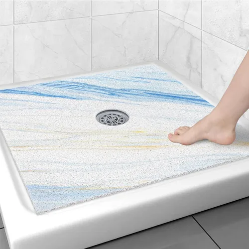 Miniatura 15 de Alfombrilla de ducha cuadrada antideslizante: 24 x 24 pulgadas para ducha interior con orificio de drenaje en el medio, tapete de ducha de masaje