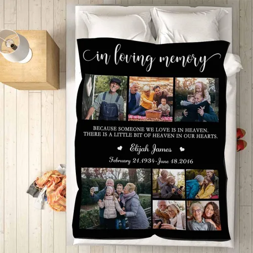 Miniatura 2 de Caisuedawn Manta conmemorativa con nombre personalizado con fotos, manta personalizada de ángel de condolencia por pérdida de madre, papá y abuela