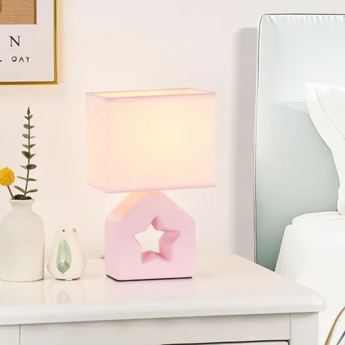Miniatura 3 de Vera - Lámpara de mesa pequeña rosa para sala de estar como lámpara de mesita de noche para dormitorio, lámpara de mesa moderna de cerámica