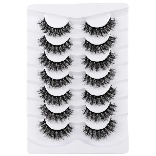 Mebver - Pestañas postizas de ojo de gato, pestañas de visón sintético, aspecto natural, 8D, esponjosas, onduladas, falsas, que parecen extensiones,