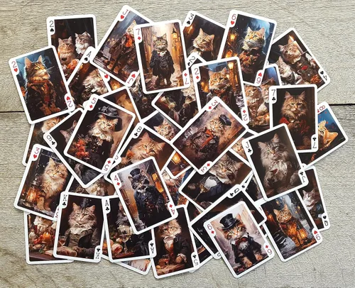 Miniatura 4 de Gatos victorianos que juegan a las cartas (baraja de póquer 54 cartas todas diferentes) Gatos guapos en trajes victorianos y sombreros lindos gatos