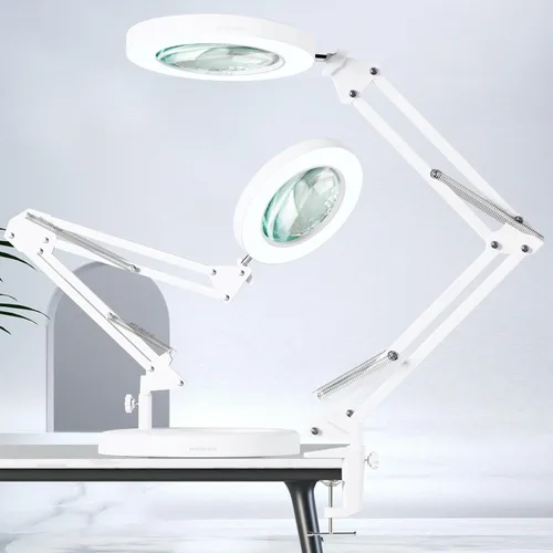 Miniatura 10 de HITTI Lupa de Aumento 10X con Luz y Soporte, Atenuación Continua 3 Modos de Color Lupa LED Iluminada, Lámpara de Escritorio Manos Libres
