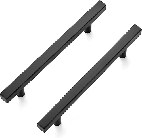 Miniatura 11 de Ravinte Paquete de 1 tirador cuadrado de 7.38 pulgadas de acero inoxidable negro mate para cajones de cocina, manijas de gabinete de 7-3/8 pulgadas
