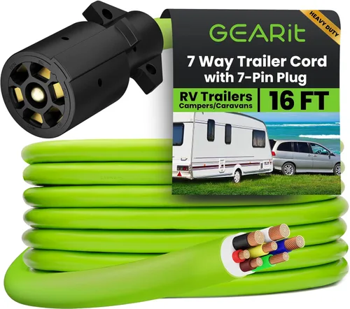 Miniatura 12 de GEARit Cable de extensión para remolque de 7 vías (1 pie) Enchufe de remolque de 7 pines Cable en línea Arnés de cables Conector de clavijas dobles
