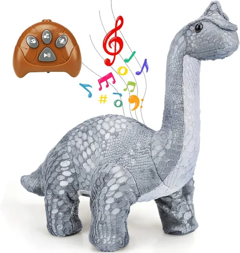 TOY Life Dinosaurios a control remoto – Electrónico para caminar, brontosaurio de peluche y animal de peluche, dinosaurio RC regalo para niños de 3