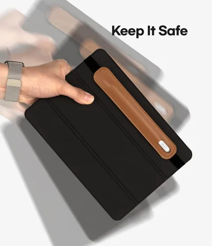 Miniatura 4 de Goospery Soporte para lápices compatible con Apple Pencil (1ª y 2ª generación) Funda de piel sintética, accesorios de bolsillo, banda elástica, Negro