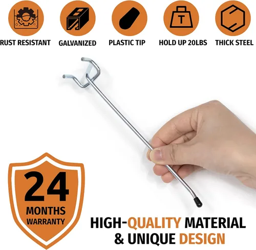 Miniatura 3 de HUHOLE Paquete de 100 ganchos para tablero de clavijas de 2 pulgadas, ganchos de metal resistentes con puntas de goma antideslizantes, se adapta a