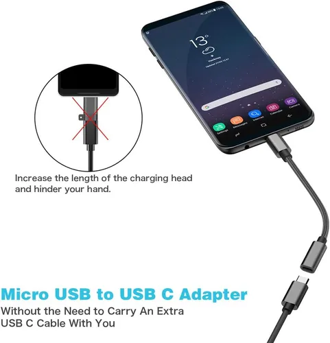 Miniatura 3 de Adaptador micro USB a USB C, (paquete de 2) Micro USB hembra a USB tipo C macho Conversor de carga rápida compatible con Samsung Galaxy S23 S22 S21