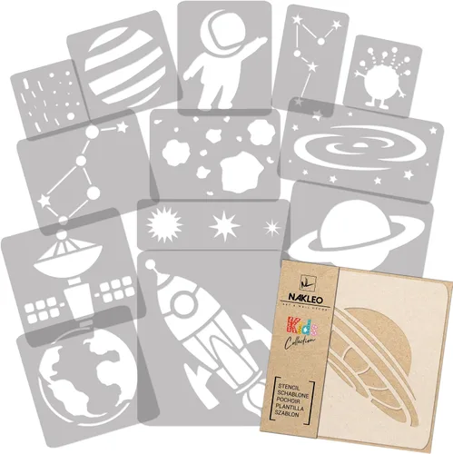 Miniatura 6 de NAKLEO Juego de plantillas de pintura para niños, 14 plantillas de 3.5 x 4.7 pulgadas a 9.1 x 13.4 pulgadas, plantas de otoño, plantillas de dibujo