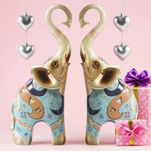 Miniatura 6 de Decoración de estatuas de elefante dorado, figura de buena suerte para decoración del hogar, esculturas y estatuas de arte de resina, regalos