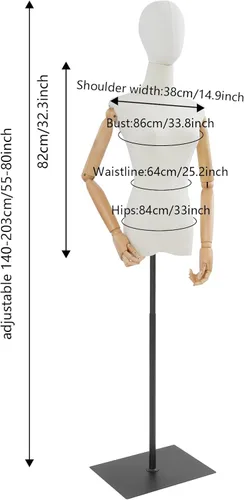 Miniatura 5 de Forma de vestido de torso de maniquí femenino, vestido de costura con brazos desmontables modelo M-annequin, exhibición de maniquí con base