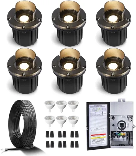 Miniatura 14 de Gardenreet - Luz de pozo de latón de 12 V para exteriores, impermeable, iluminación de paisaje, faro superior de bajo voltaje LED Ip65, bronce