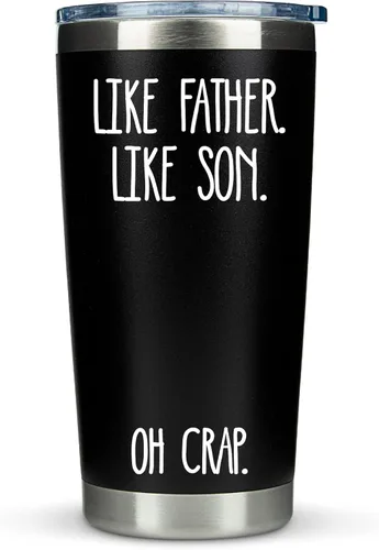 Miniatura 11 de KLUBI Regalos de cumpleaños para papá de parte de la hija, taza divertida con texto en inglés "Like Father Like Daughter Oh Crap", regalos