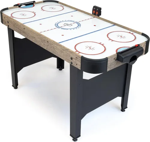 GoSports Mesa de Arcade de Air Hockey de 48 Pulgadas - Roble o Negro - Incluye 2 Empujadores, 3 Discos, Motor AC y Marcador LED
