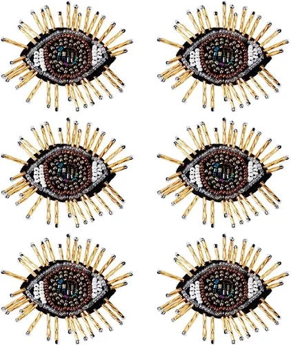 Miniatura 14 de AHANDMAKER 16 parches con patrón de ojos para ropa, apliques azules contra el mal de ojo, parches bordados para coser con hierro para ropa, Ojo Azul