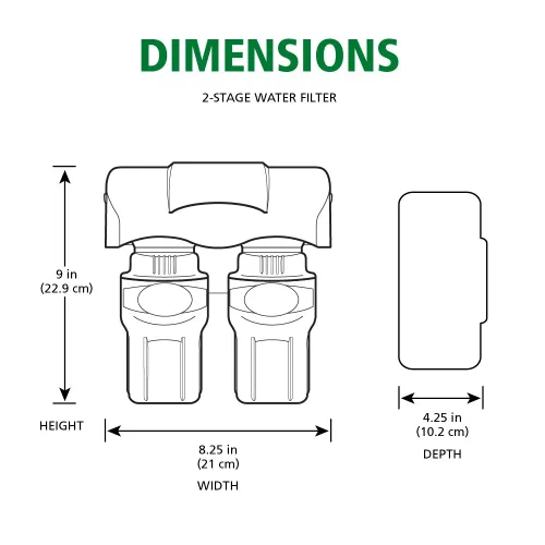Miniatura 5 de AO Smith Filtro de grifo de agua limpia para debajo del fregadero de 2 etapas - Sistema de filtración de agua potable con bloque de carbono