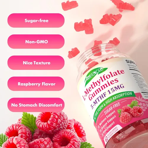 Miniatura 6 de MEENCCD Gomitas de L-metilfolato, suplemento de metilfolato, suplemento 5-MTHF - Active 5-MTHF - Apoya el bienestar general, vegano, sabor a
