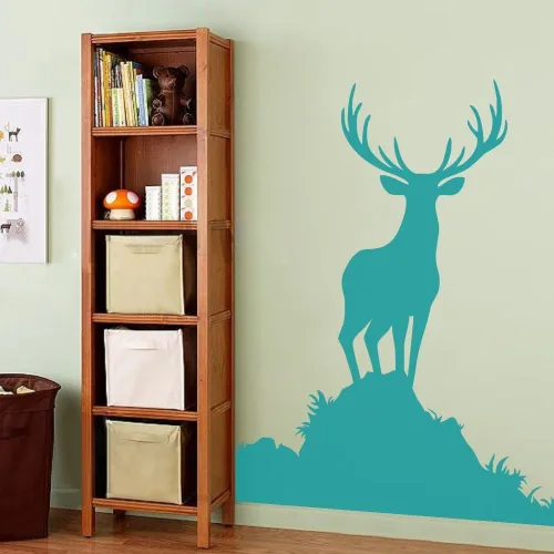 Miniatura 7 de Buck pared animales calcomanía decorativo para pared vinilo calcomanía decorativo para pared, diseño de ciervo Vida Silvestre caza Decoración Negro