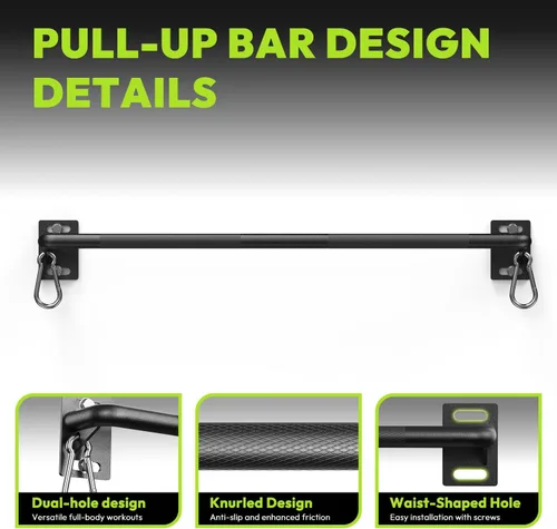 Miniatura 4 de HANDBODE Pull Up Bar for Doorway and Wall Mount - Chin Up Bars for Home Gym, 36‘’/52‘’ in Upper Body Workout Equipment with 500 lbs Capacity