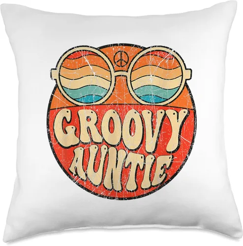 Miniatura 4 de Groovy Auntie 70s Aesthetic Nostalgia 1970's Retro Groovy Auntie 70s Aesthetic Nostalgia 1970 Retro Mothers Day Throw Pillow, 16x16, Multicolor