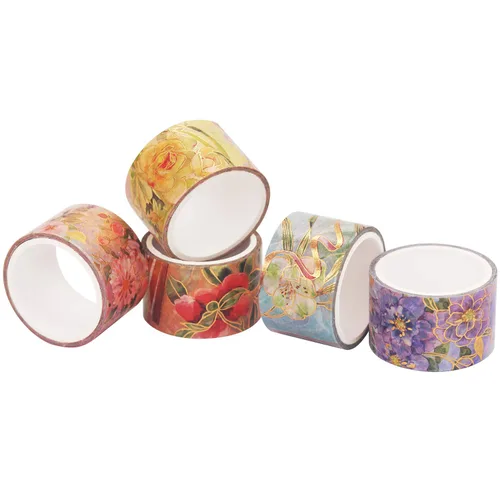 Miniatura 6 de YUBBAEX Blooming Washi - Juego de cintas adhesivas con lámina dorada, peonía ancha decorativa para artes, manualidades, suministros de diario