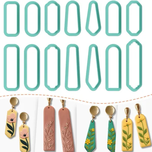 Miniatura 10 de Cortadores de Arcilla Polimérica - 12 Formas de Aretes de Joyería de Cuero con Torsión, Cortadores de Arcilla Polimérica para Joyería, Kit